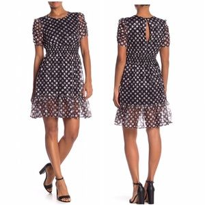 Betsy Johnson Black/Blush Polka Dot Lace Dress